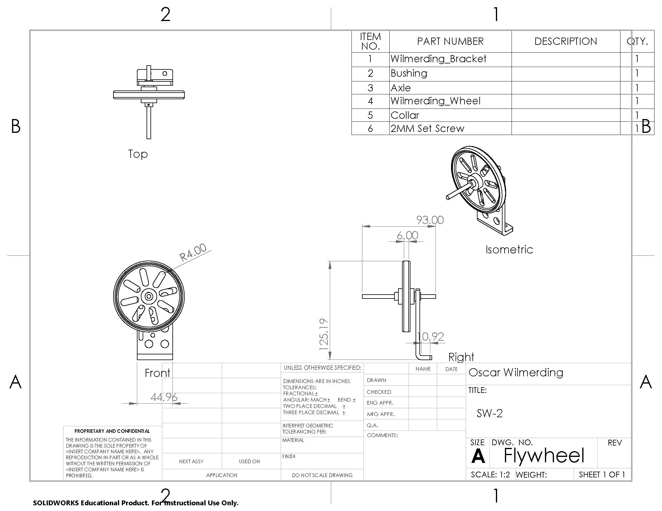 Flywheel engineering drawing